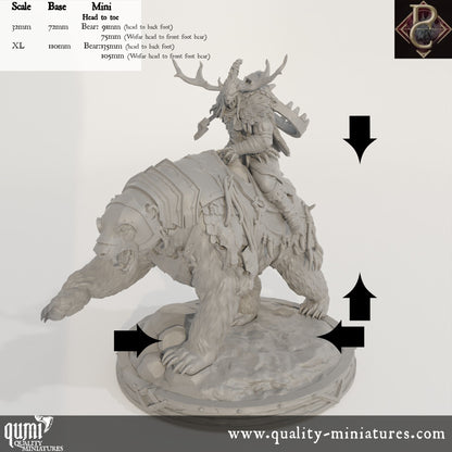 Worfar and The Bear - 32mm Tabletop RPG Mini - up to XL Size - Qumi - Parasite Collectibles Quality Miniatures - Qumi