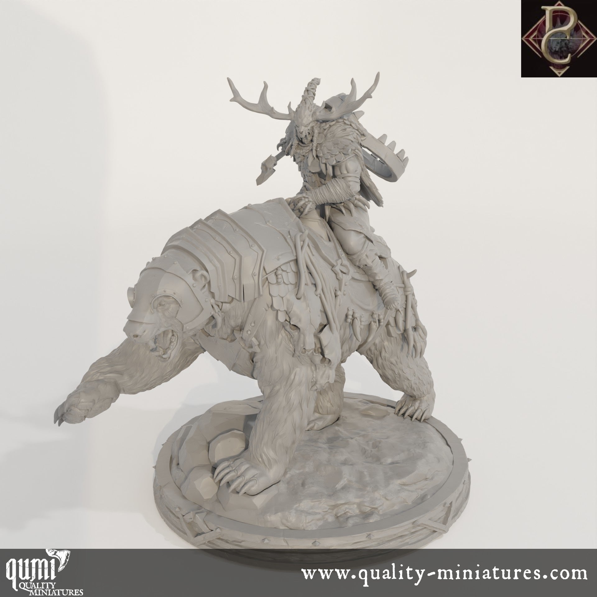 Worfar and The Bear - 32mm Tabletop RPG Mini - up to XL Size - Qumi - Parasite Collectibles Quality Miniatures - Qumi