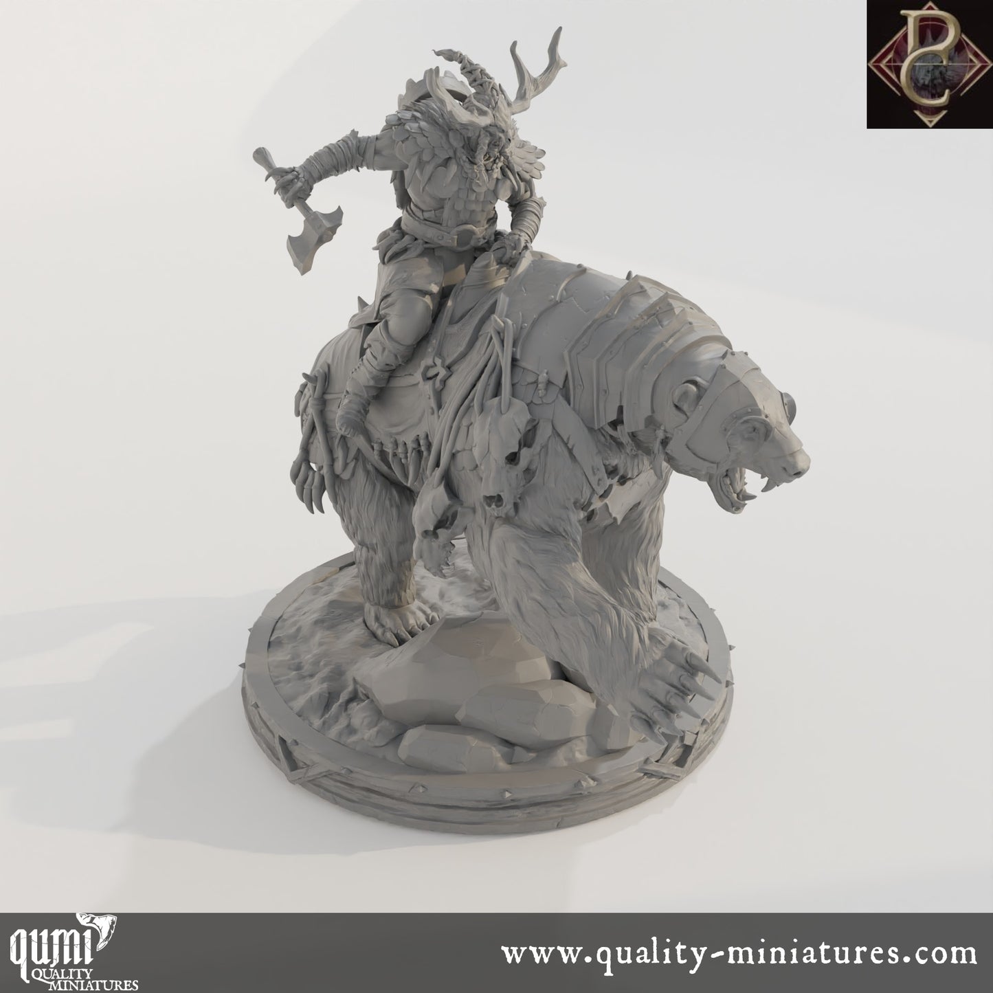 Worfar and The Bear - 32mm Tabletop RPG Mini - up to XL Size - Qumi - Parasite Collectibles Quality Miniatures - Qumi