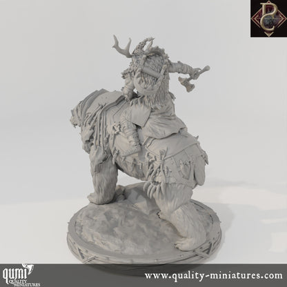 Worfar and The Bear - 32mm Tabletop RPG Mini - up to XL Size - Qumi - Parasite Collectibles Quality Miniatures - Qumi