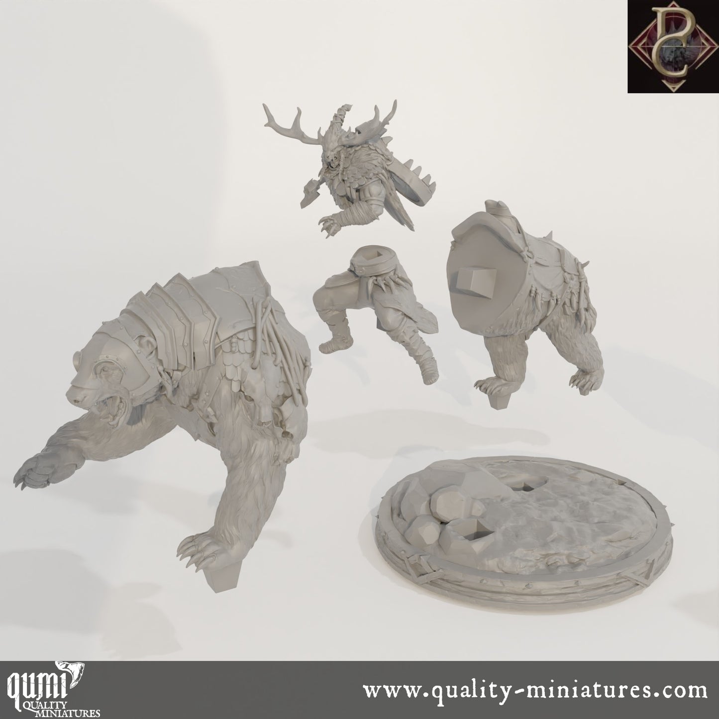 Worfar and The Bear - 32mm Tabletop RPG Mini - up to XL Size - Qumi - Parasite Collectibles Quality Miniatures - Qumi