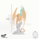 Adult Vampiric Dragon Tabletop Miniature dragon miniature - assembly overview with colour-coded parts and measurements