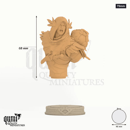Aerithrian Wind Defender Miniature Bust 75mm - colour-coded parts render, 68 mm tall, 1 body part, 46 mm round base