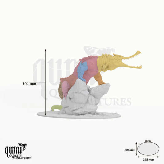 Ancient Alligator tabletop miniature - 191 mm tall, 275x206 mm base - Rescale Miniatures 3D print by Qumi