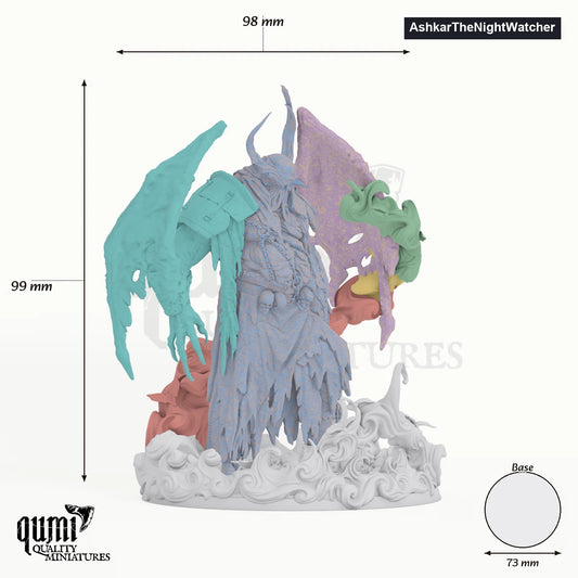 Ashkar Tabletop-Miniatur (AshkarTheNightWatcher) - 99 mm hoch, 98 mm Spannweite - Rescale Miniatures 3D-Druck von Qumi
