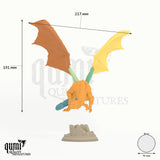 Dragon Azmordion Adult Silver Dragon Tabletop Miniature dragon miniature - assembly overview with colour-coded parts and measurements