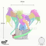 Dragon Bahamut Tabletop Miniature dragon miniature - assembly overview with colour-coded parts and measurements