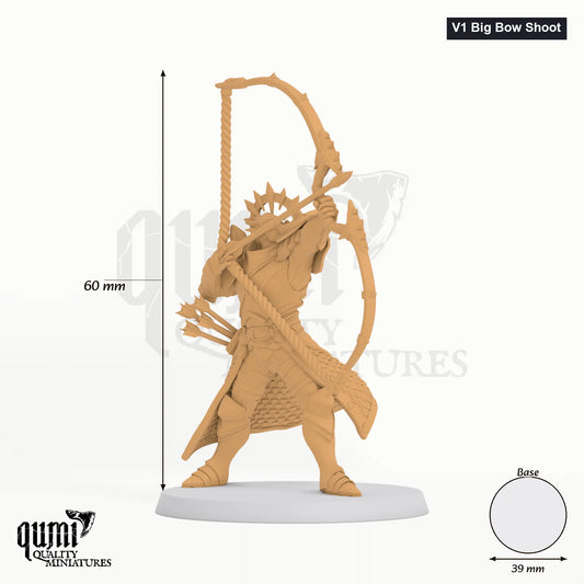 Exotic Aeterna Infantry Archer tabletop miniature (V1 Big Bow Shoot) - 60 mm tall - Rescale Miniatures 3D print by Qumi