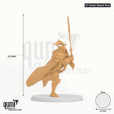 Exotic Aeterna Infantry General tabletop miniature (V1 Great Sword Run) - 61 mm tall - Rescale Miniatures 3D print by Qumi