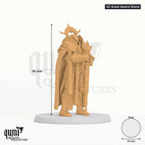 Exotic Aeterna Infantry General tabletop miniature (V2 Great Sword Stand) - 46 mm tall - Rescale Miniatures 3D print by Qumi