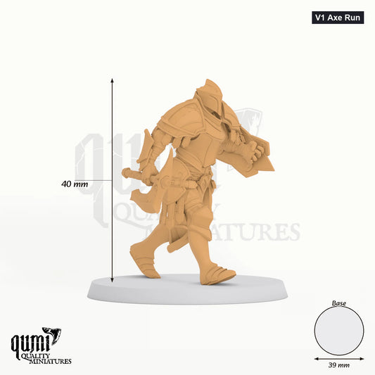 Exotic Aeterna Infantry Soldier tabletop miniature (V1 Axe Run) - 40 mm tall - Rescale Miniatures 3D print by Qumi