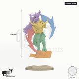 Berserker Blood Demon 150mm scale - colour-coded parts render, 174 mm tall, 6 body parts, 106 mm round base