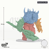 Blizzard Troll tabletop miniature (V2 Wait) - 90 mm tall, 73 mm base, 4+1 part assembly - Rescale Miniatures 3D print by Qumi