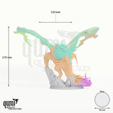 Ancient Blue Dragon Tabletop Miniature dragon miniature - assembly overview with colour-coded parts and measurements