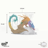 Dragon Briar Dragon Tabletop Miniature dragon miniature - assembly overview with colour-coded parts and measurements
