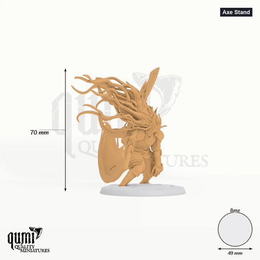 Fighter Broken Crowns tabletop miniature (Axe Stand) - 70 mm tall, 49 mm base - Rescale Miniatures 3D print by Qumi