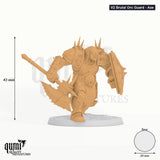 Brutal Orc tabletop miniature (V2 Brutal Orc Guard - Axe) - 43 mm tall, 39 mm base - Rescale Miniatures 3D print by Qumi