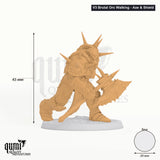Brutal Orc tabletop miniature (V3 Brutal Orc Walking - Axe & Shield) - 43 mm tall - Rescale Miniatures 3D print by Qumi