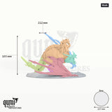 Dragon Brutal Wyvern Tabletop Miniature dragon miniature - assembly overview with colour-coded parts and measurements