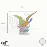 Dragon Copper Dragon Tabletop Miniature dragon miniature - assembly overview with colour-coded parts and measurements