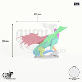 Dragon Legendary Copper Dragon Tabletop Miniature dragon miniature - assembly overview with colour-coded parts and measurements