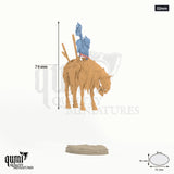 Custos Purgatorii 32mm - colour-coded parts render, 74 mm tall, 3 body parts, 51 x 36 mm oval base