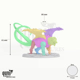 Dragon Crystal Adult Dragon Tabletop Miniature dragon miniature - assembly overview with colour-coded parts and measurements