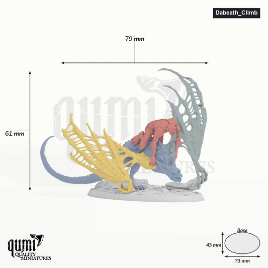 Dabeath Bat tabletop miniature (Climb) - 61 mm tall, 80 mm wingspan, 73x43 mm base - Rescale Miniatures 3D print by Qumi