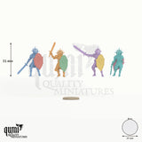 Dawnshield Sister 32mm scale (Set of 4) - colour-coded parts render, 50 mm tall, 8 body parts, 25 mm round base