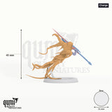 Death Ghost tabletop miniature (Charge) - 44 mm tall, 31 mm base, 3+1 part assembly - Rescale Miniatures 3D print by Qumi