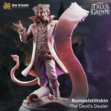 Rumpelstiltskin – The Devil's Dealer: devil warlock tabletop miniature, designer preview from DM Stash's 'The Tales Grimm' release, 3D-printed in resin by Qumi