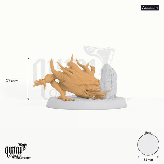 Devilish Flea tabletop miniature (Assassin) - 16 mm tall, 31 mm base, 1+1 part assembly - Rescale Miniatures 3D print by Qumi