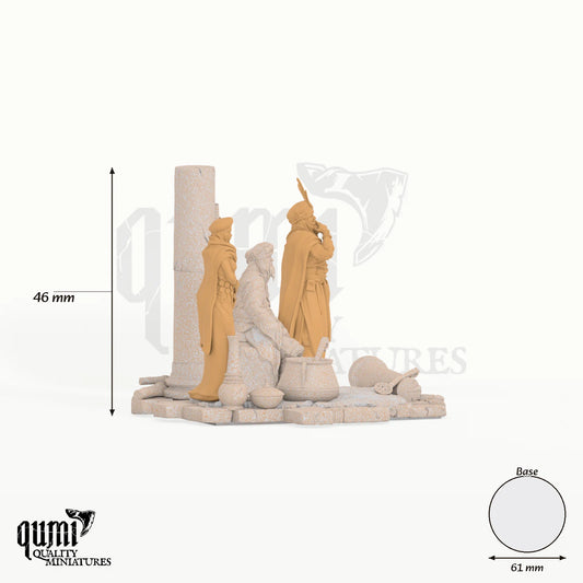 Look Diorama tabletop miniature - 46 mm tall, 61 mm base, 1+1 part assembly - Rescale Miniatures 3D print by Qumi