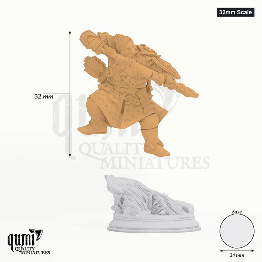Achtum tabletop miniature (32mm Scale) - 32 mm tall, 24 mm base, 1+1 part assembly - DM Stash 3D print by Qumi