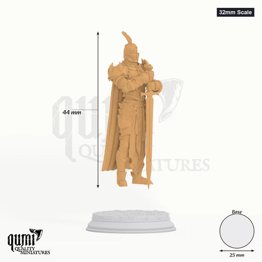 Arcane Armour tabletop miniature (32mm Scale) - 44 mm tall, 25 mm base, 1+1 part assembly - DM Stash 3D print by Qumi