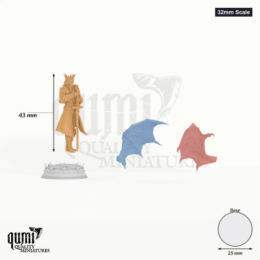 Vampire Lord Arthur B Tabletop-Miniatur (32mm Scale) - 50 mm hoch, 60 mm Spannweite, 25 mm Base - DM Stash 3D-Druck von Qumi