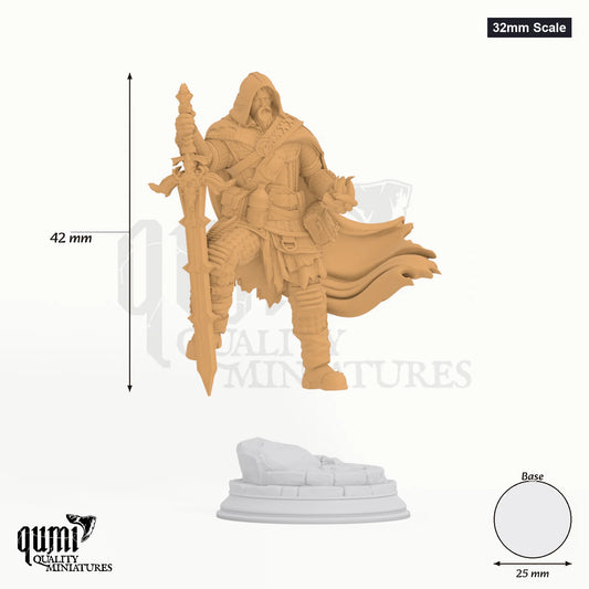 Ator tabletop miniature (32mm Scale) - 42 mm tall, 25 mm base, 1+1 part assembly - DM Stash 3D print by Qumi
