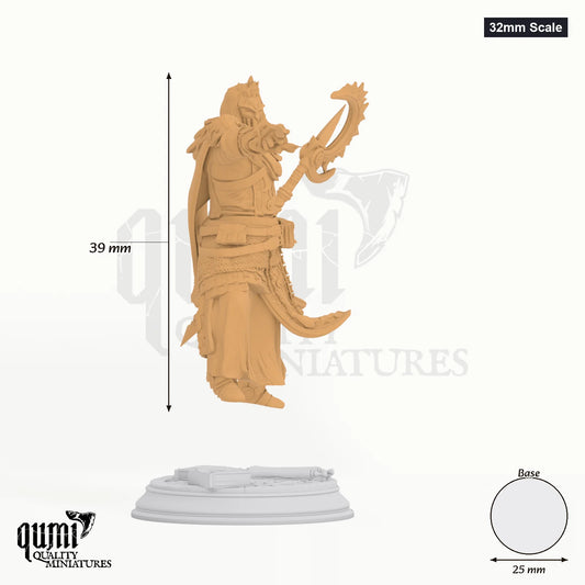 Bastian tabletop miniature (32mm Scale) - 39 mm tall, 25 mm base, 1+1 part assembly - DM Stash 3D print by Qumi