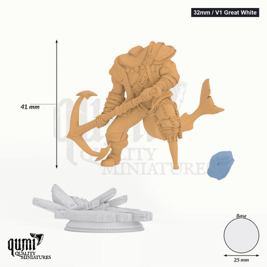 Exotic Fighter Baz Tabletop-Miniatur (32mm / V1 Great White) - 45 mm hoch, 25 mm Base - DM Stash 3D-Druck von Qumi