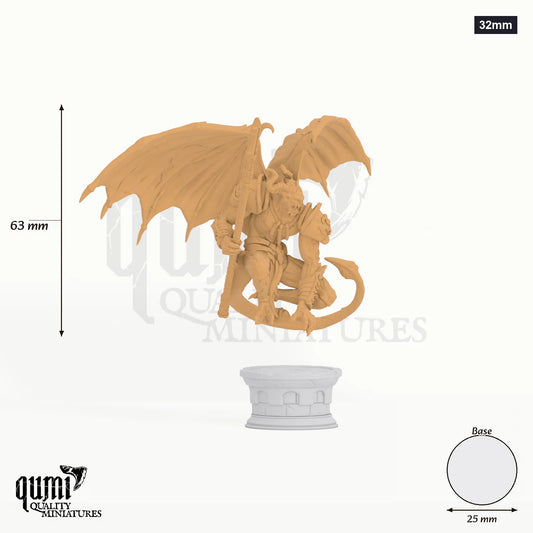 Bell Tower Gargoyle Tabletop-Miniatur (32mm) - 63 mm hoch, 25 mm Base, 1 Körperteil + 1 Base - DM Stash 3D-Druck von Qumi