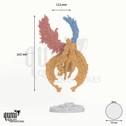 The Blights Chosen tabletop miniature - 162 mm tall, 112 mm wingspan, 76 mm base - DM Stash 3D print by Qumi
