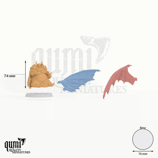 Bodge the Ravenous tabletop miniature - 106 mm tall, 218 mm wingspan, 76 mm base - DM Stash 3D print by Qumi