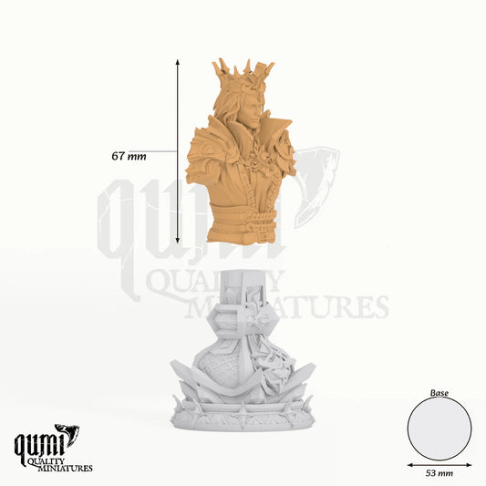 Arthur Belfrie Bust tabletop miniature - 67 mm tall, 53 mm base, 1+1 part assembly - DM Stash 3D print by Qumi