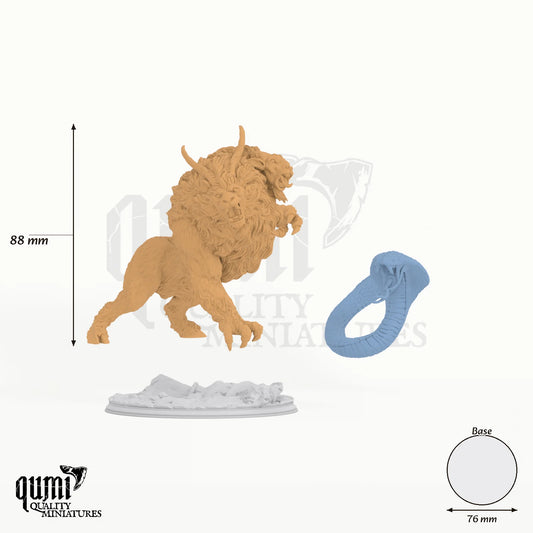 Capricalion tabletop miniature - 92 mm tall, 76 mm base, 2+1 part assembly - DM Stash 3D print by Qumi