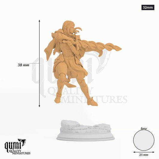 High Elf Cerindelia tabletop miniature (32mm) - 38 mm tall, 25 mm base, 1+1 part assembly - DM Stash 3D print by Qumi