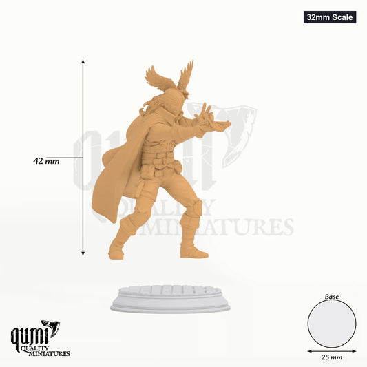 Crow Eyes tabletop miniature (32mm Scale) - 42 mm tall, 25 mm base, 1+1 part assembly - DM Stash 3D print by Qumi