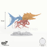 The Elder Shark tabletop miniature - 78 mm tall, 102 mm base, 4+1 part assembly - DM Stash 3D print by Qumi