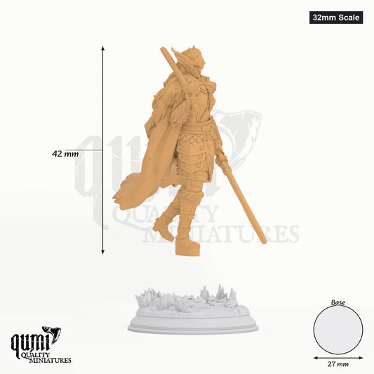 Estelia tabletop miniature (32mm Scale) - 42 mm tall, 27 mm base, 1+1 part assembly - DM Stash 3D print by Qumi