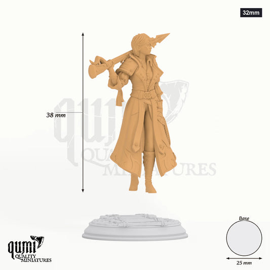 Fiona tabletop miniature (32mm) - 38 mm tall, 25 mm base, 1+1 part assembly - DM Stash 3D print by Qumi