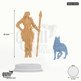 Maiden Frøya tabletop miniature (32mm Scale) - 42 mm tall, 25 mm base, 2+1 part assembly - DM Stash 3D print by Qumi